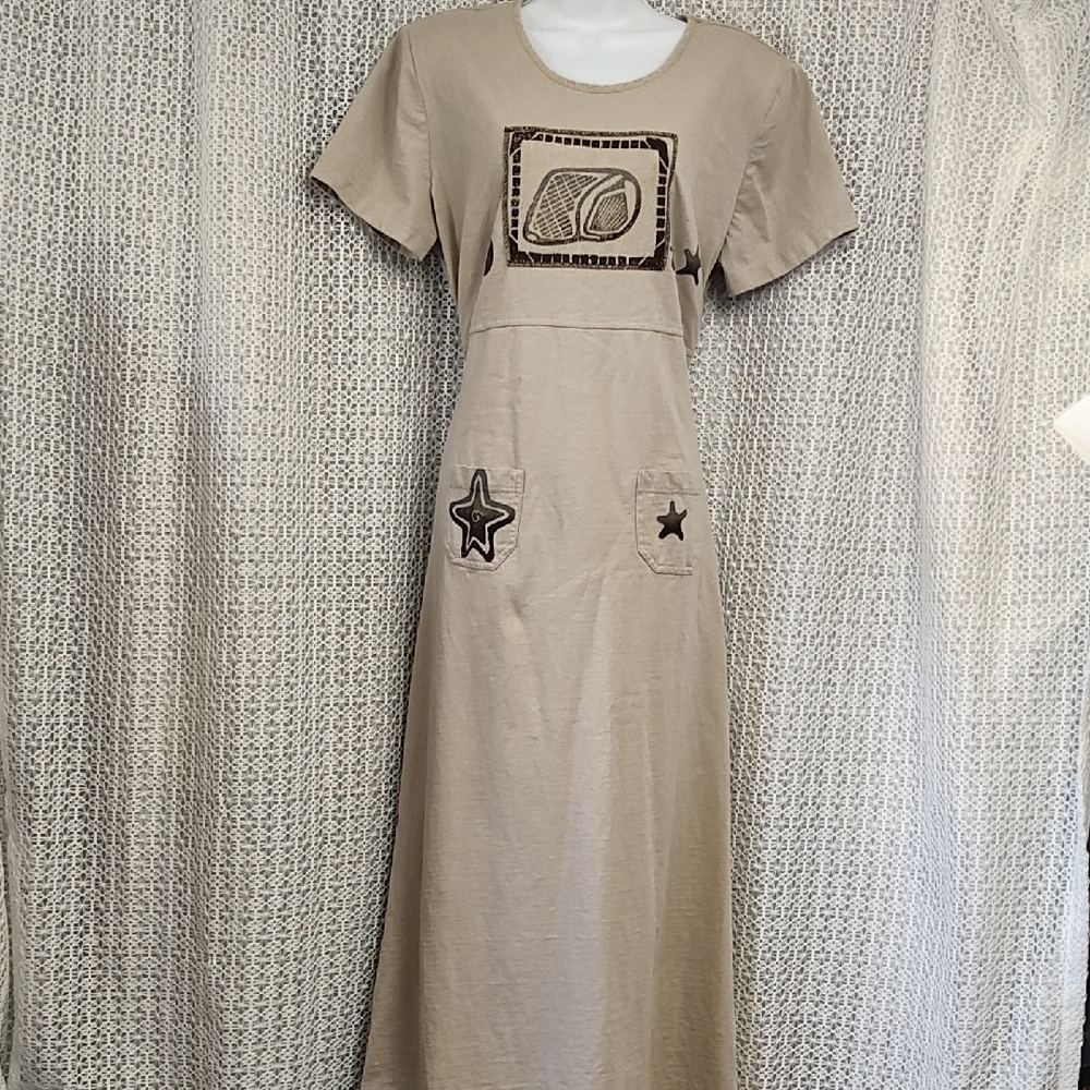 Stylish Tan Dress with Star Accents